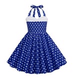 Børne 50ér kjole; Mini Miss Dotty, blå